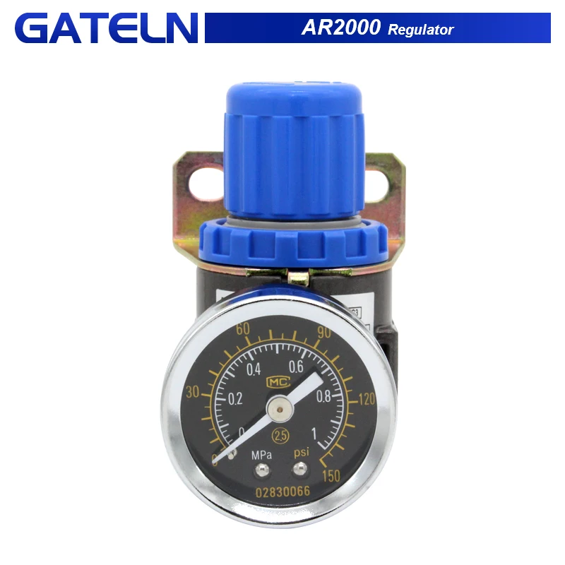 High quality AR2000 1/4''Pneumatic Mini Air Pressure Relief Control Compressor Regulator Treatment Units Valve Gauge