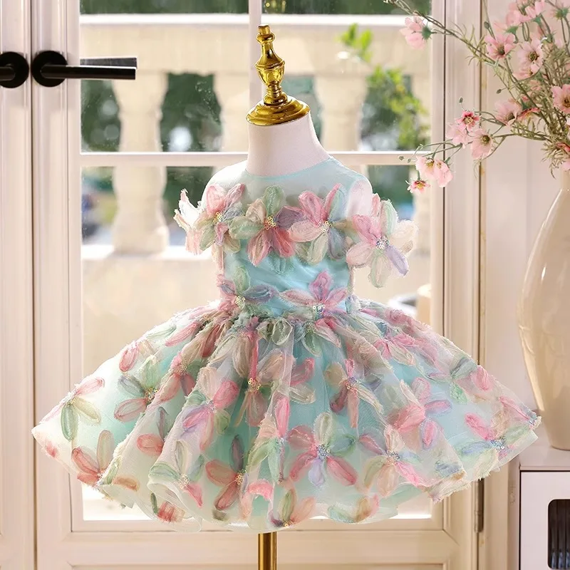 

Children's Birthday Princess Dress Girl's First Birthday Dress Stylish Catwalk Girl's Host Piano Performance Costume High-end