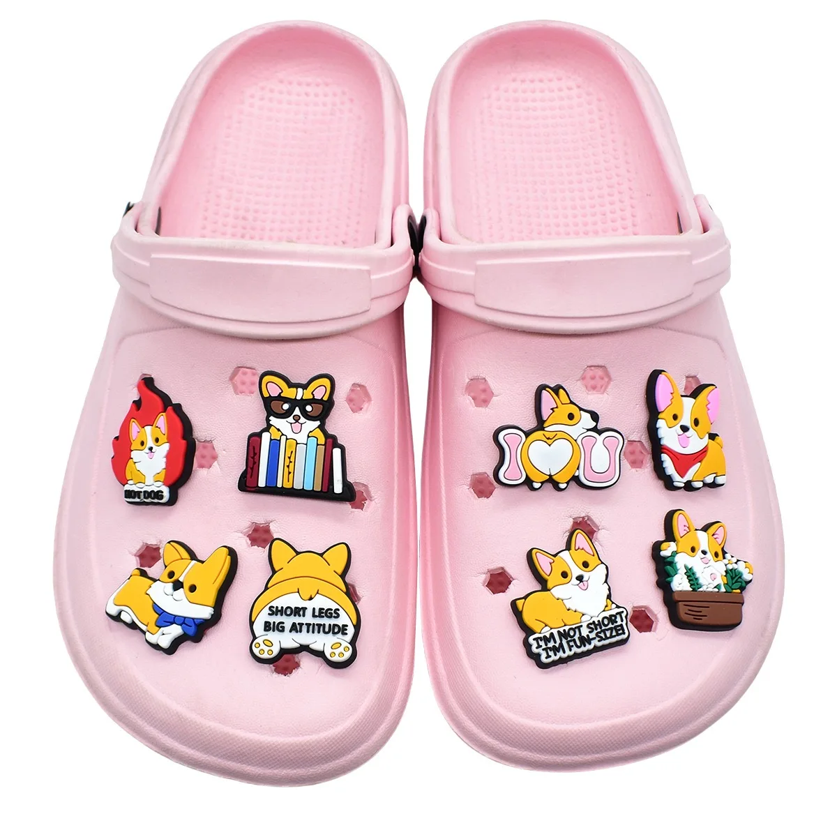 New Arrival 1-12Pcs Corgi Adorable PVC Shoe Decorations Animal Garden Clog Buckle Charms DIY Boys Girls Bracelet