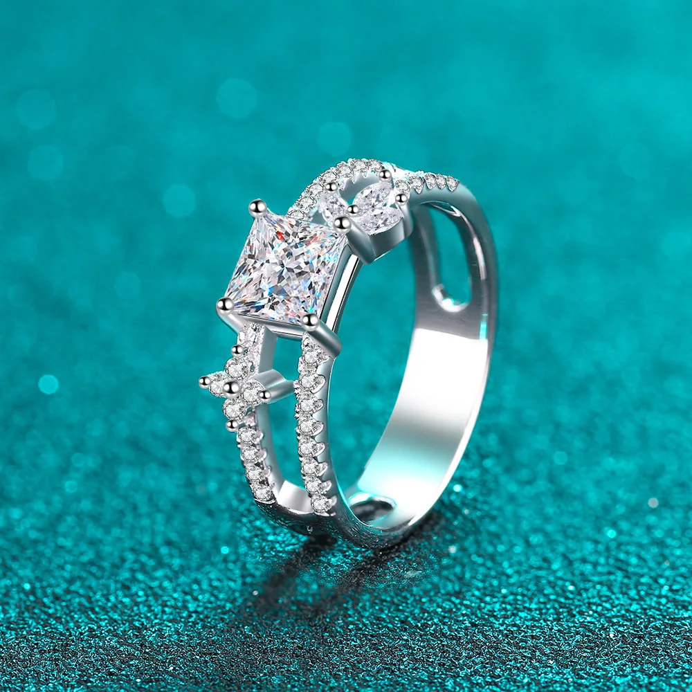 1ct D Color Moissanite Engagement Ring for Women 925 Sterling Silver Gold Plated Solitaire Rings Wholesale