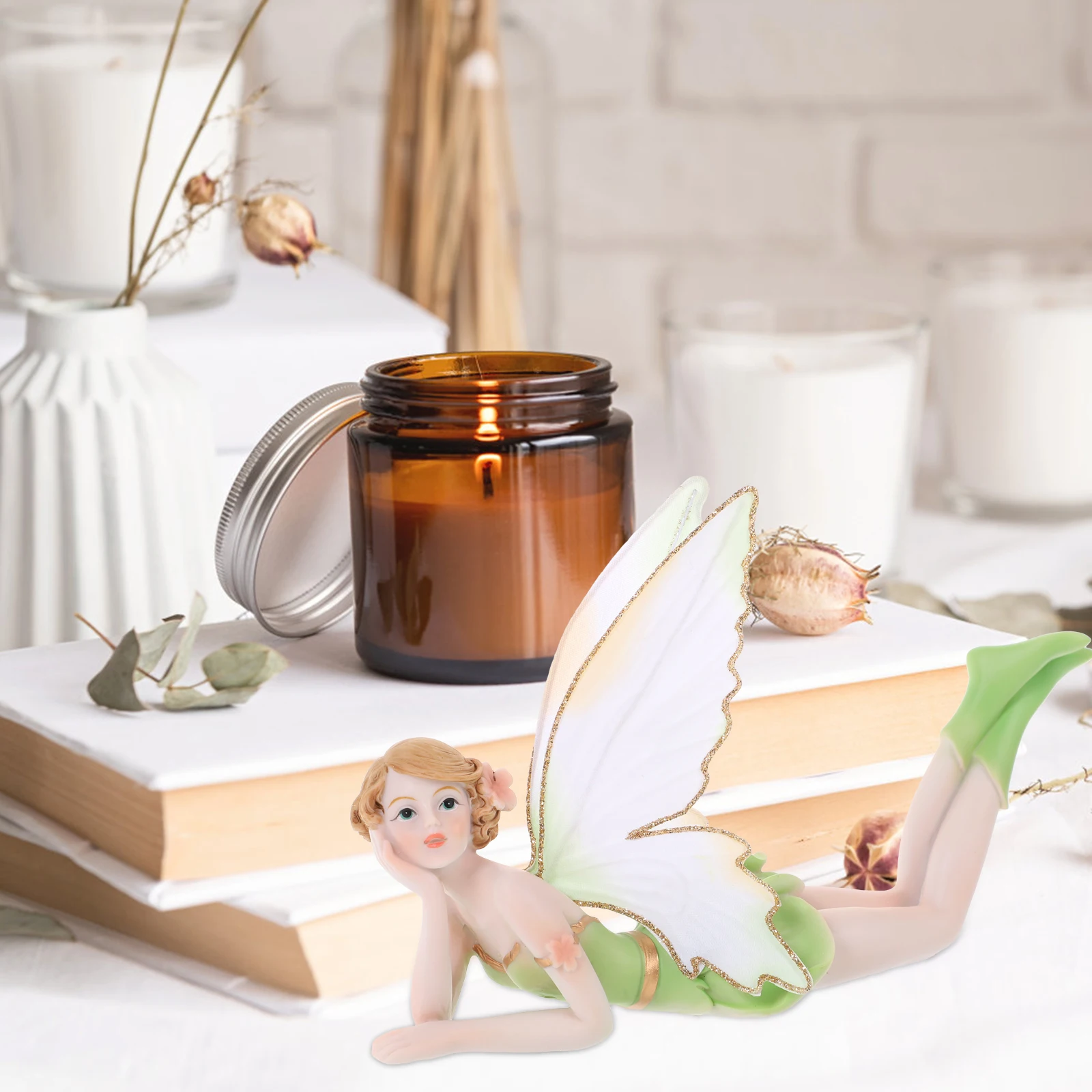 

Flower Fairy Figurines Resin Statue Mini Decor for Home Garden Cute nament Adorable Gift Small Scene Decorations