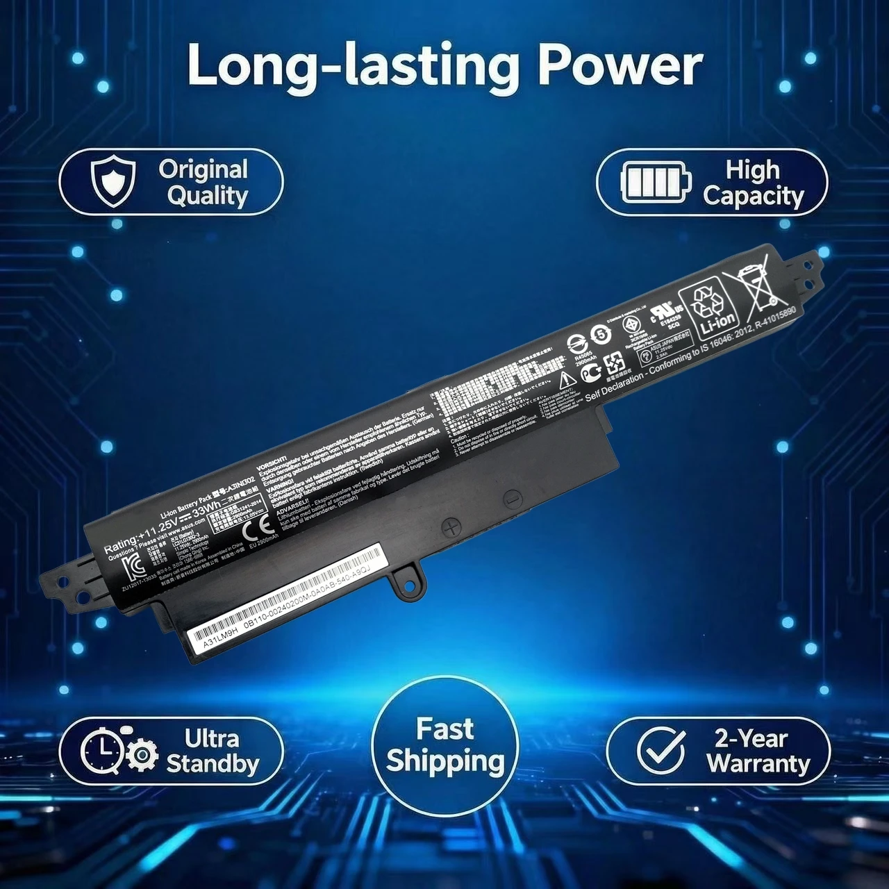 Batería A31N1302 Original para ordenador portátil, dispositivo de 33W para ASUS VivoBook X200CA X200MA X200M X200LA F200CA X200CA R200CA 11,6 "A31LMH2 A31LM9H, novedad