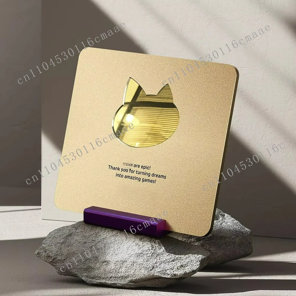 15X17cm medal with custom mirror logo, metal aluminum medal with base, blank medal, suitable for company events