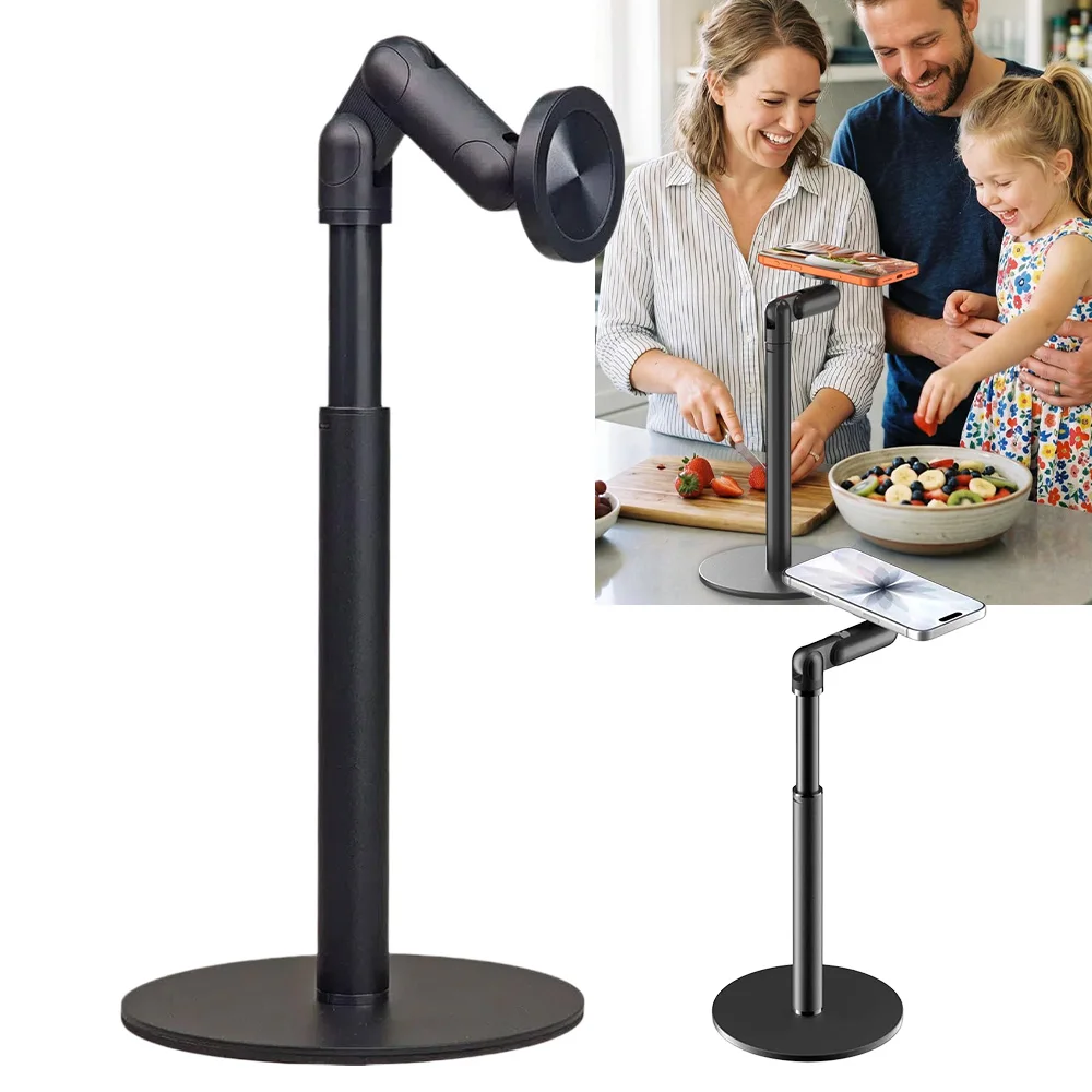 5-Achsen Magnetischer Handy- & Tablet-Ständer 360° °   Horizontal drehbarer, sicher haftender, tragbarer Büroständer mit Höhenverstellung