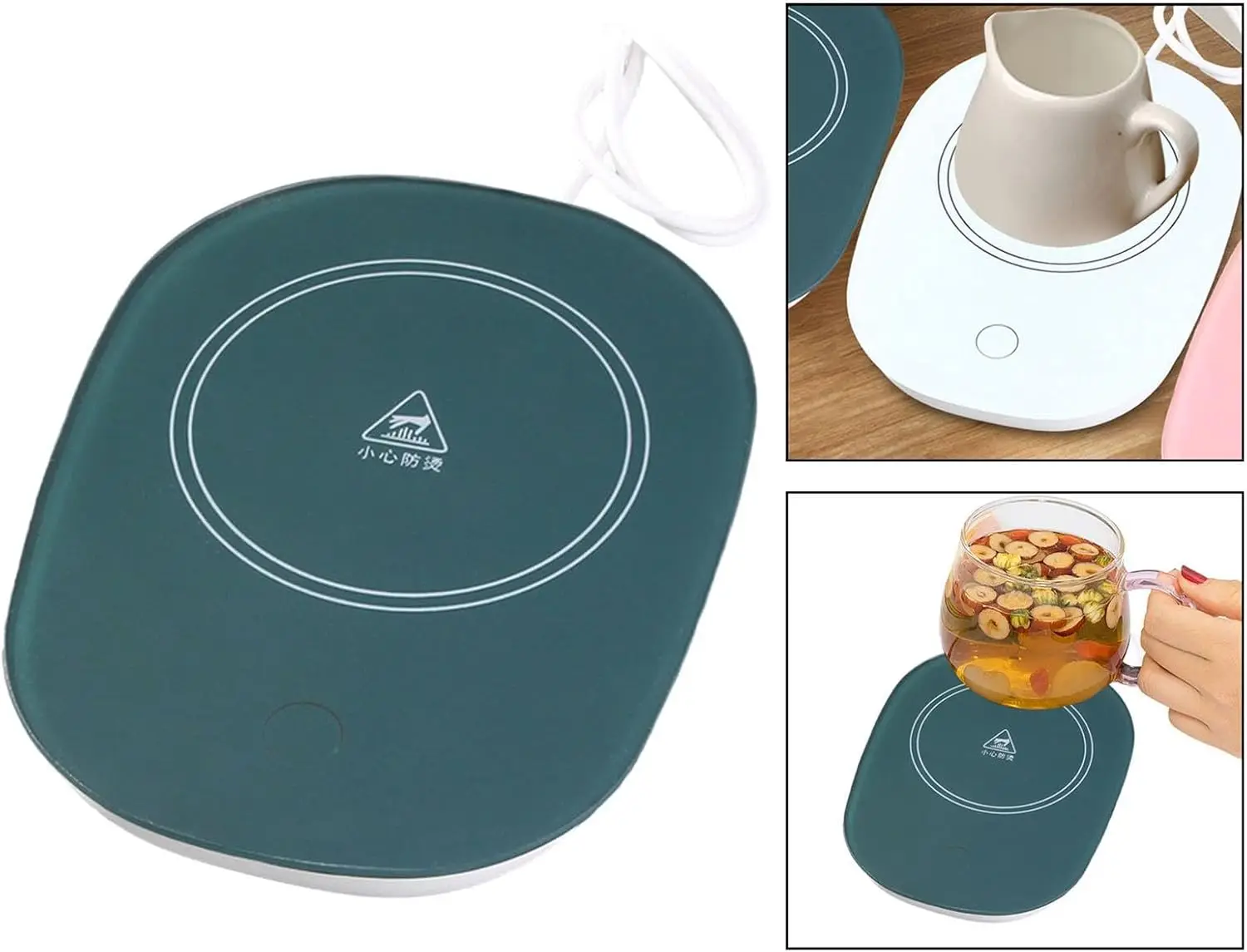 Подогреватель кофе для настольной чашки для горячего шоколада 45 ° C Пластина для подогрева напитков с постоянной температурой для, белая