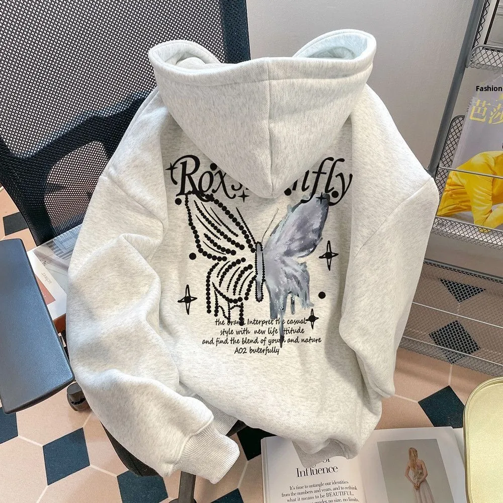 

Худи большого размера с американским принтом (300 Pou), модный свитшот из плотного хлопка для весны, осени и зимы