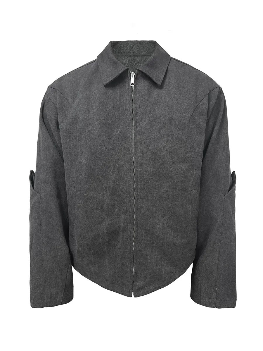 

Мужская короткая куртка в американском ретро-стиле Cleanfit: модный брендовый дизайн, 3D-кро, на молнии, молодежная, популярная, осенняя