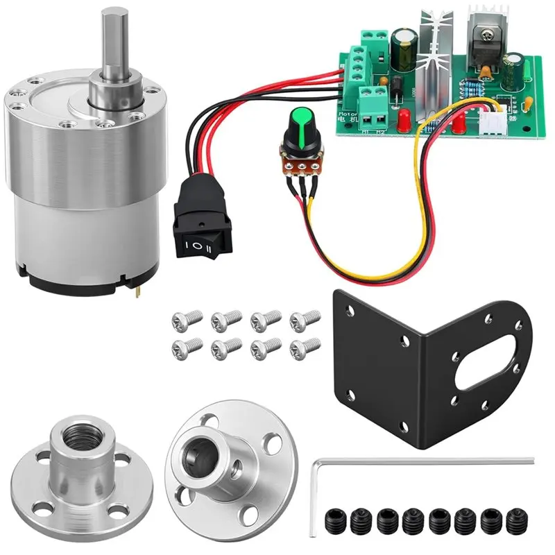 

【Electronic-Accessories】DC 12V 600Rpm Geared Motor 4-Pack JGB370-520 DC PWM Motor Speed Controller CCM6N And 6Mm Flange Coupling
