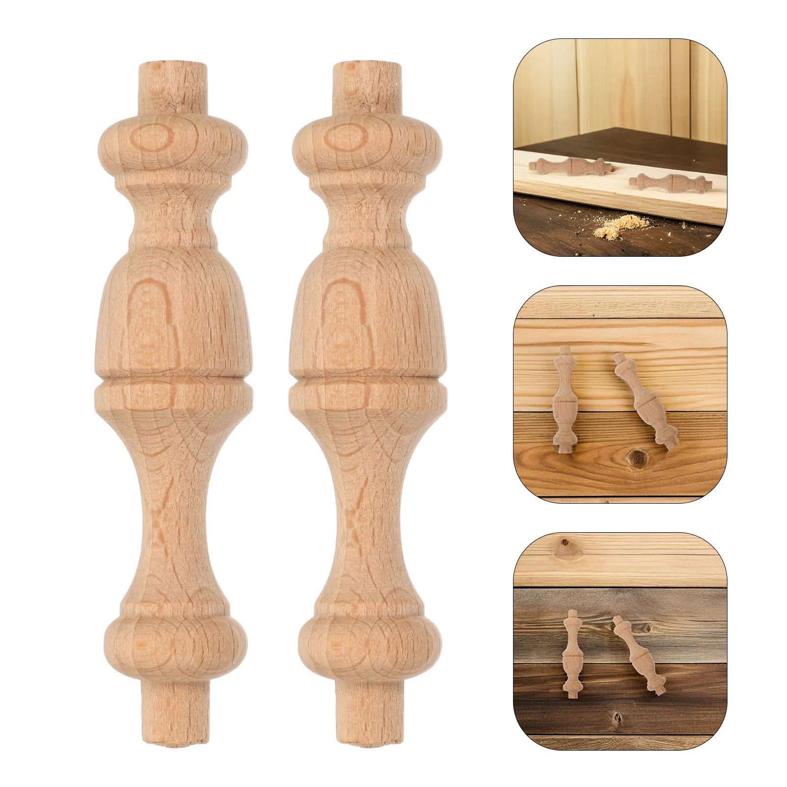 12pcs Roman Column Pillars Wooden Spindles European Style Mini Decorative Pillars Sturdy Solid Wood Vintage Finials For