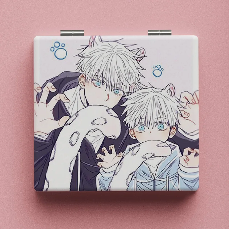 Anime Jujutsu Kaisen Gojou Satoru Inumaki Toge Student Cartoon Folding Mirror Cosplay Portable Makeup Mirror Girls Birthday Gift