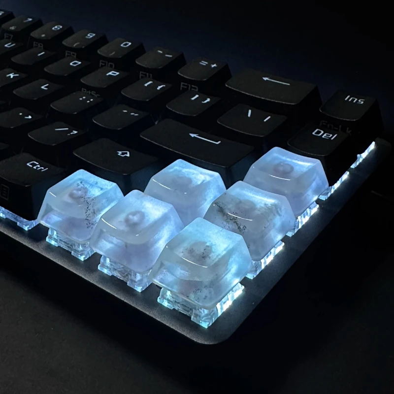 

Ink Leaf Pavilion Keycap Gemstone Material 1pc OEM Profile Custom Original Handmade Keycaps for Mechanical Keyboard Accessories