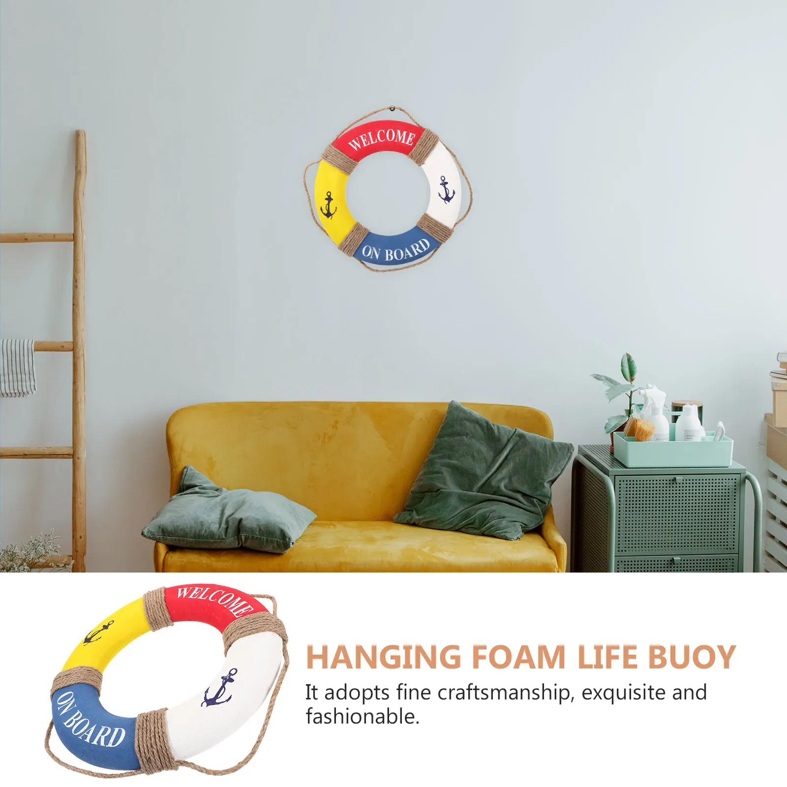 40 سنتيمتر Lifebuoy الديكور البحر الأبيض المتوسط نمط معلقة حلية للمقهى مطعم بار متجر باب جدار نافذة ديكور المنزل علامة حمراء