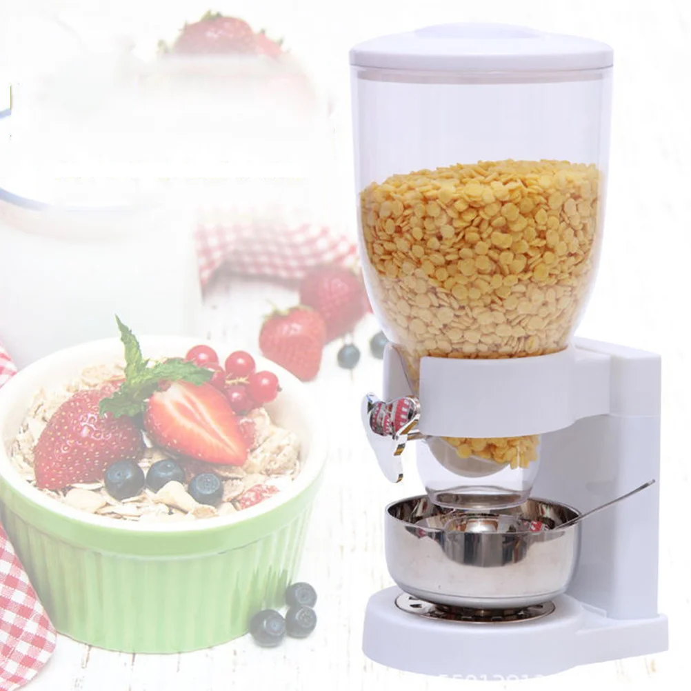 

1Pcs Food Sealed Container White Large Capacity Cereal Dispenser Kitchen Storage Grain Dispenser Snack Storage Organizer