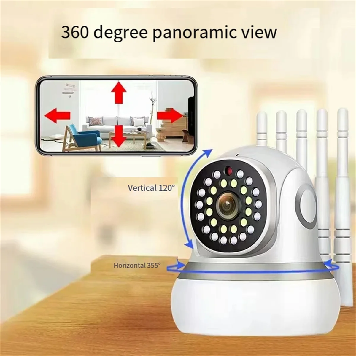 

TEH-e2.4G&5G Dual Band WIFI Full Color Night Vision Wireless PTZ IP Camera AI Humanoid Motion Detection Baby Monitor EU