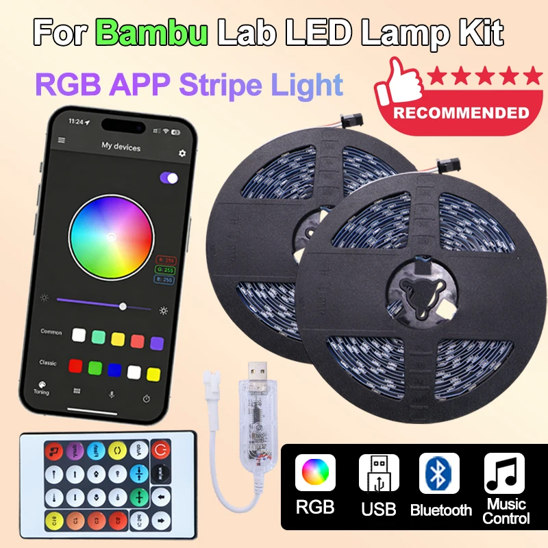 

Для Bambu Lab Upgrade WS2812B RGB светодиодные ленты, набор APP Control Creator Program, детали 3D-принтера, светодиодная лента