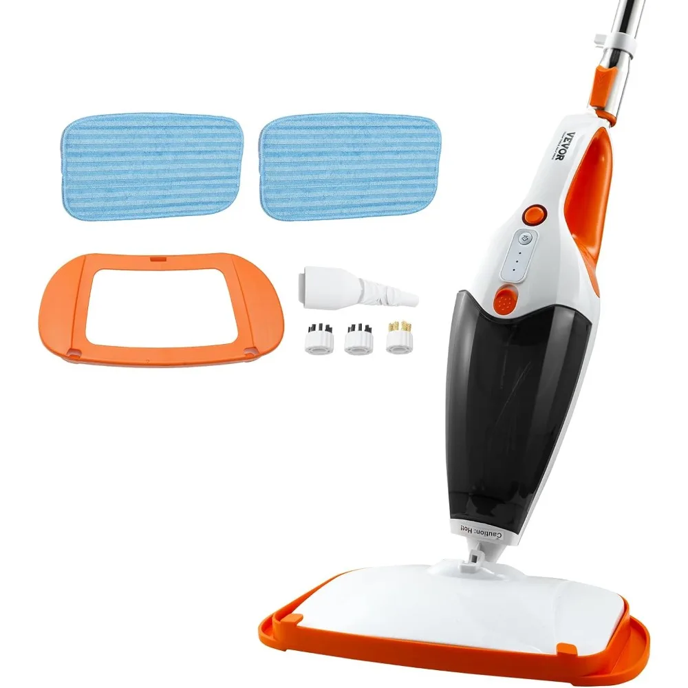 Steam Mop, 5-in-1 Floor Steamer, with 4 Replaceable Brush Heads, Floor Steam Cleaner Natural Floor Mop with 2pcs Pads