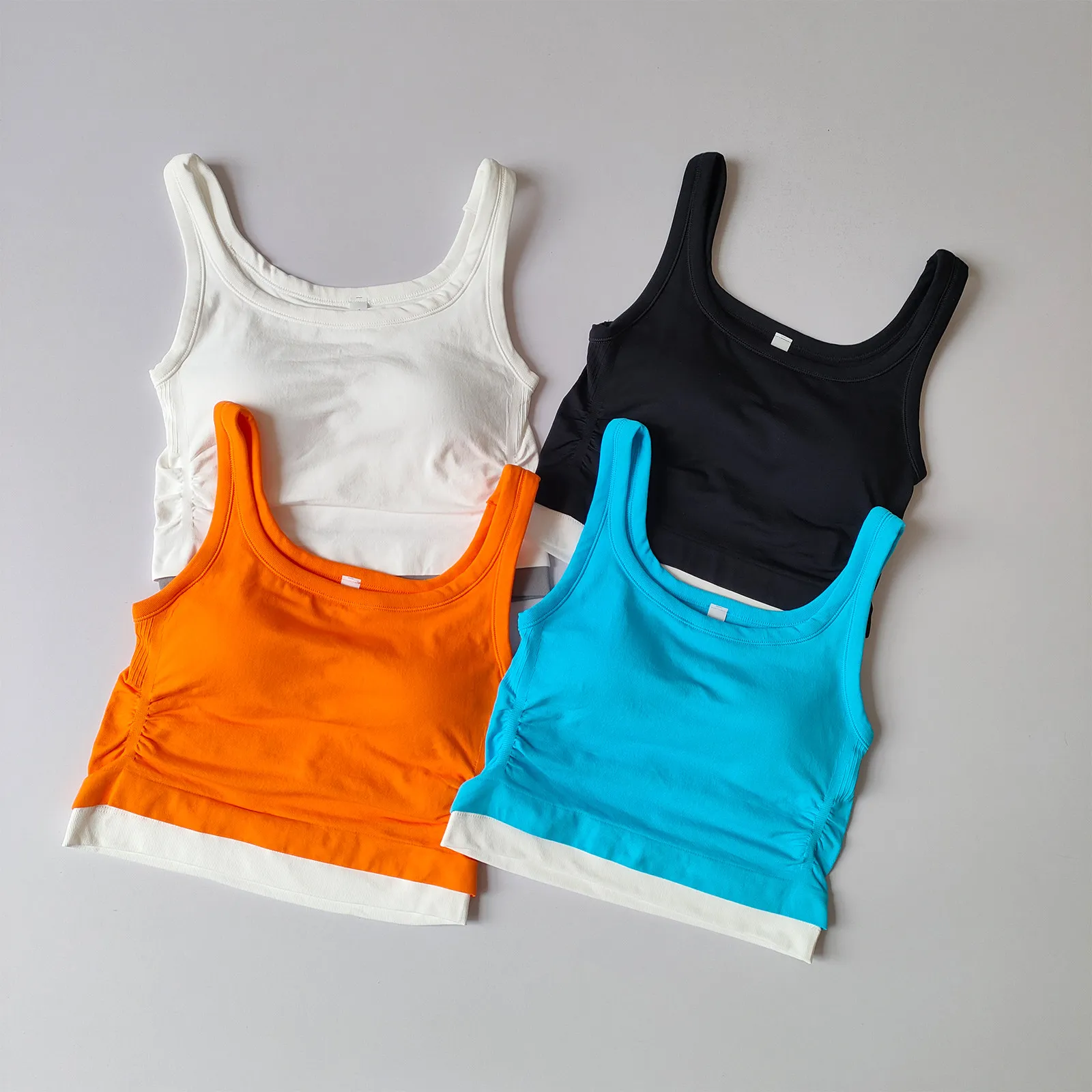Kontrastfarbener Sport-BH mit quadratischem Ausschnitt, Fitness-Unterwäsche für Damen, Lauf- und Yoga-Weste zur Brustunterstützung für den Sommer – Detail 12