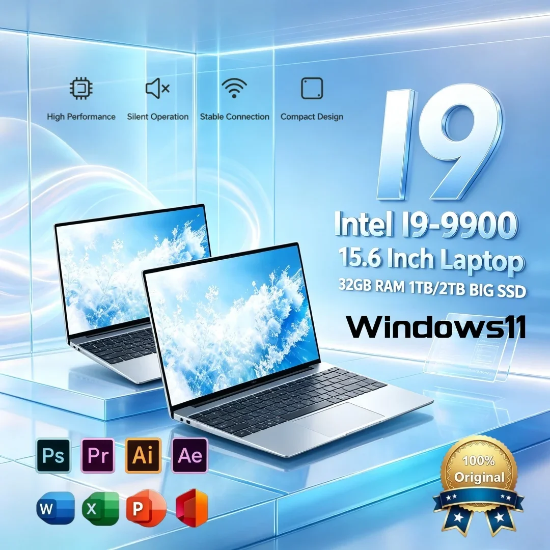 Budget Premium High Performance Portable Win11 Laptop 15.6 Inch Ultra Slim Original Notebook Intel I9-9900 32GB RAM SSD