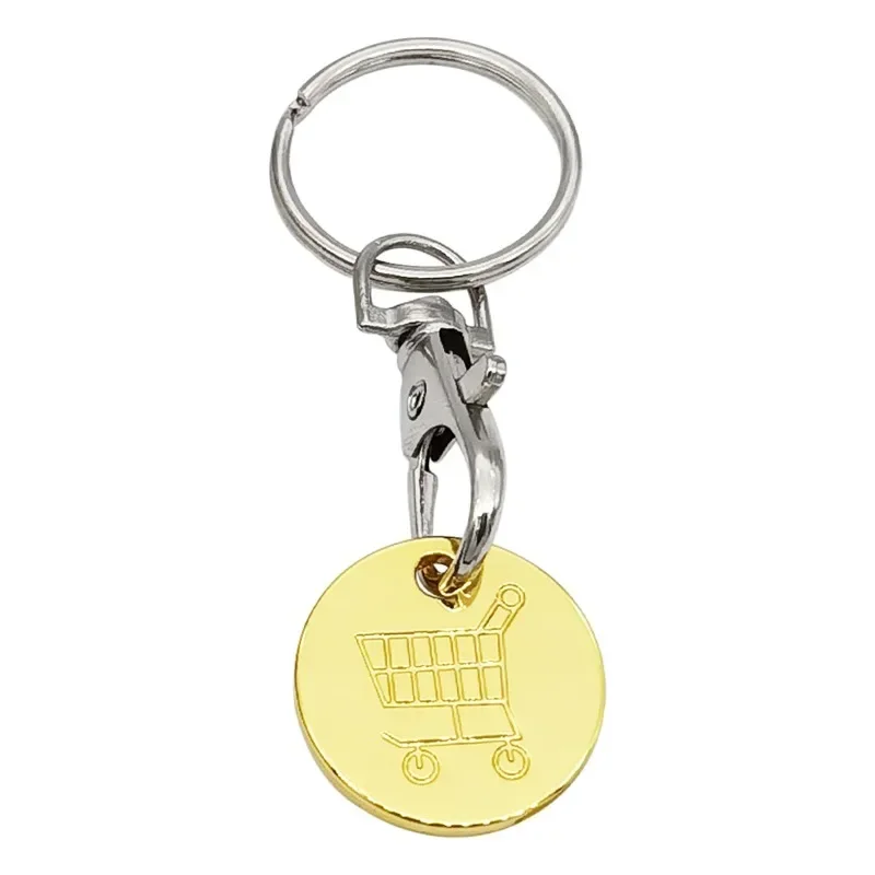 Practical Metal Portable Supermarket Universal Durable Tokens Shopping Trolley Remover Keyring Token Chip with Carabiner Hook