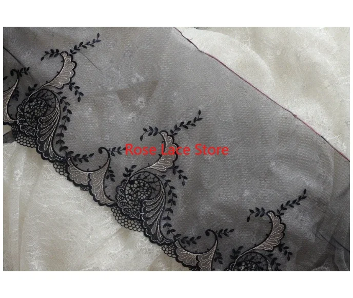 3 yards flower embroidery Lace Trim,white Scallops tulle lace trim, For Wedding Gown,Girl dress, tutu dress Width 9‘’