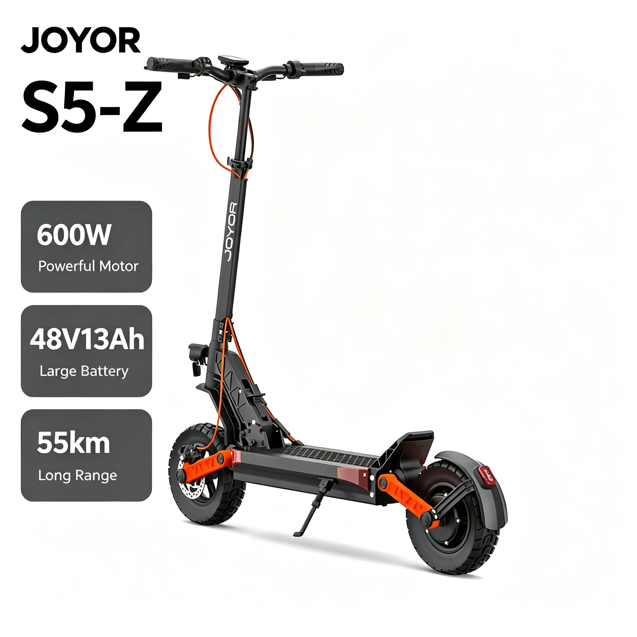 JOYOR S5-Z Monopattino Elettrico per Adulti 48V 13Ah 55km 10" Monopattino Elettrico Fuoristrada Pieghevole Doppia Sospensione Doppio Freno in Lega di Alluminio