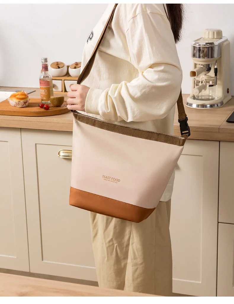 Isolierte Lunch-Tasche mit Schnalle, Langlebige Tragbare Lunchbox, Kühltasche, Thermische Bento-Tasche, Lebensmittelträger, Schultertasche – Detail 12