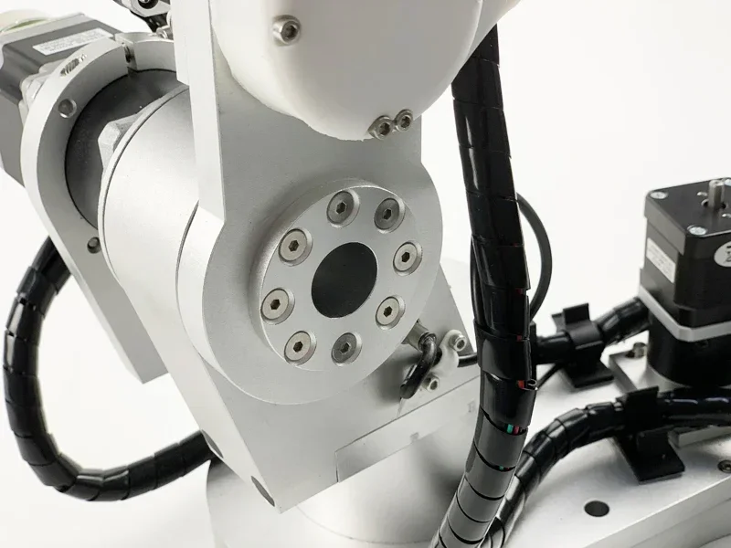 Small desktop six axis robotic arm with a load of 2KG for teaching and industrial use. Programming is available in stock