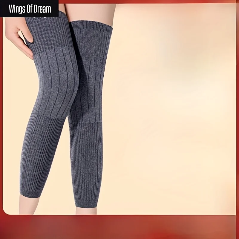 1 Juego (pierna izquierda + pierna derecha) rodilleras cálidas calentadores de piernas gruesos antideslizantes, rodilleras cálidas, piernas frías Unisex para hombres y mujeres