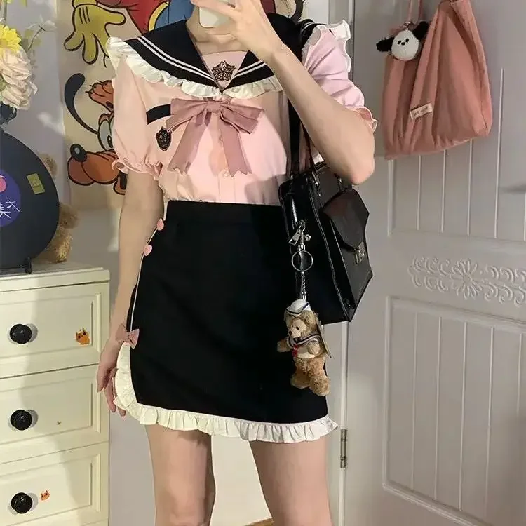 

2025 NEW Korean School Uniform Uniform Set Wrapped Hip Skirt Hotsweet Japan JK Original Japanese Society Academy Style