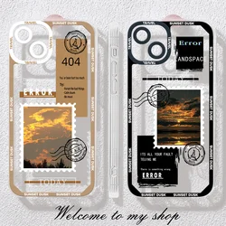 Case For Iphone 14 Pro Max Retro Landscape Stamp Labe Case Iphone 11 12 13 Pro Max X XR XS Max 7 8 Plus SE 2020 Clear Cover 11pr