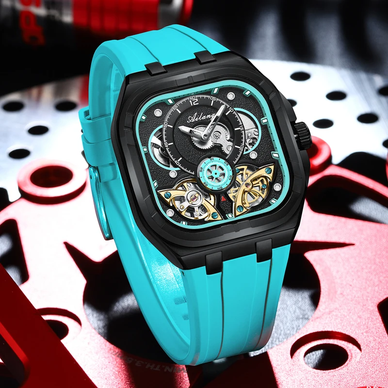 AILANG Men's Top Brand Square Tourbillon Wristwatch Waterproof Original Automatic Mechanical Watch for Man Luminous Luxury