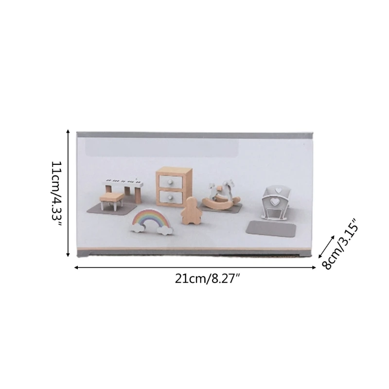 1:12 บ้านตุ๊กตาตกแต่งห้องครัวไม้ Mini Kid Room Miniature ห้องนั่งเล่นเฟอร์นิเจอร์