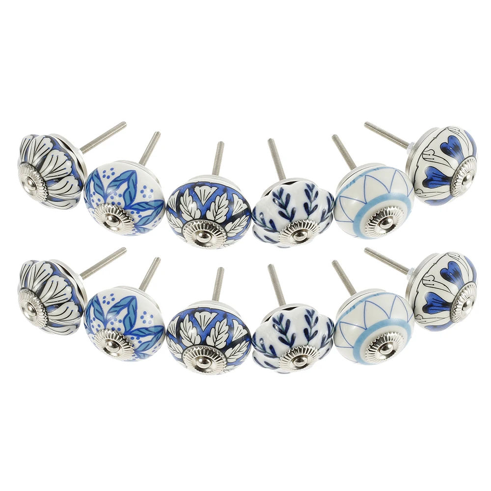 12Pcs Printed Ceramic Bedroom Furniture Door knob Kitchen Cabinet Cupboard Drawer Pull Handle