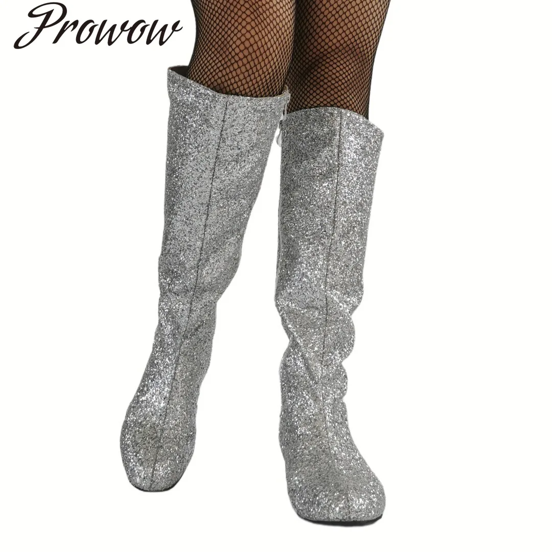 

Сапоги до колена больших размеров с закругленной головкой на низком каблуке, женская обувь Zapatos Mujer