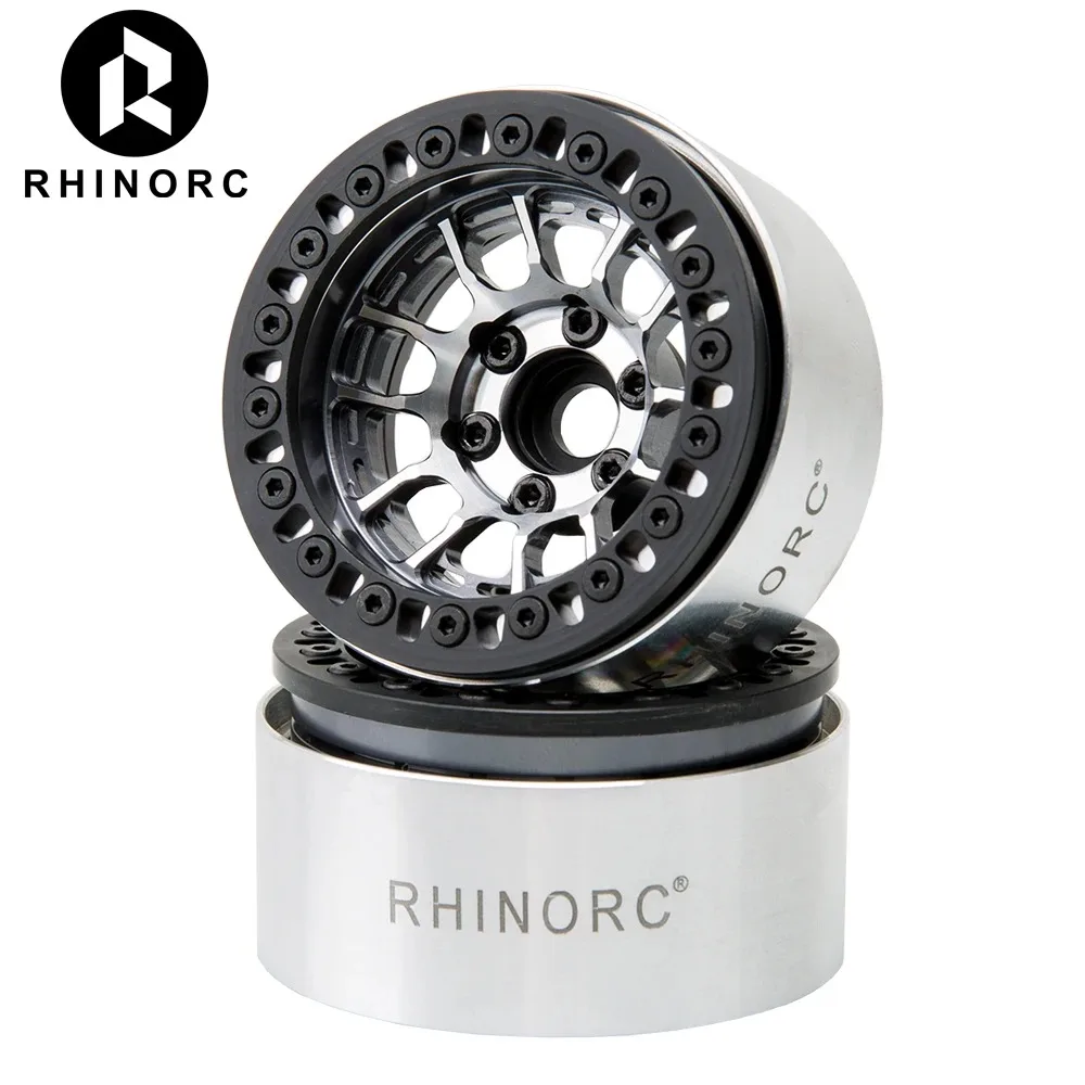 Rhinorc Moza ขอบล้อ1.9นิ้วขอบล้ออลูมิเนียมออฟเซ็ตติดลบ4ชิ้นสำหรับรถตีนตะขาบ1/10 RR10 SCX10แนวแกน TRX-6 TRX4