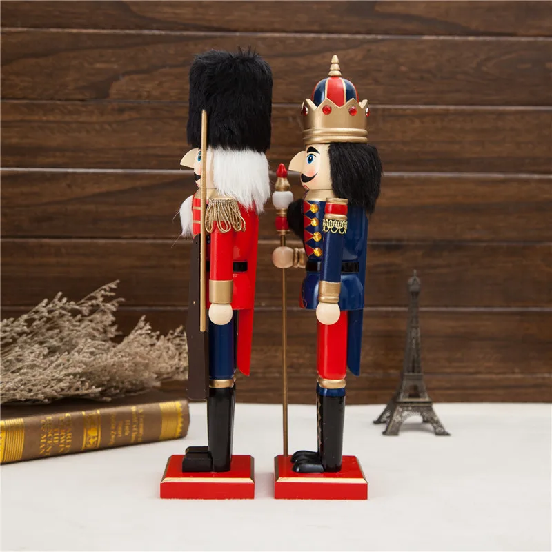 38cm Wood Nutcrackers For Hoom Room decoration,2 pieces Wood King Figures,sculptures & figurine