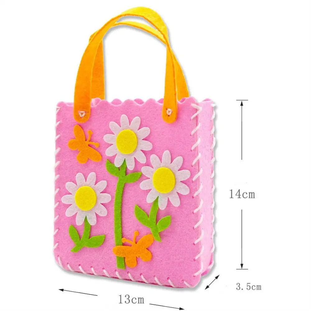 Girl Gift for Children Cartoon Pink Bag DIY Toy Arts Crafts Handmade Bag Animal Handbag Handicraft Bag Non-Woven Bag