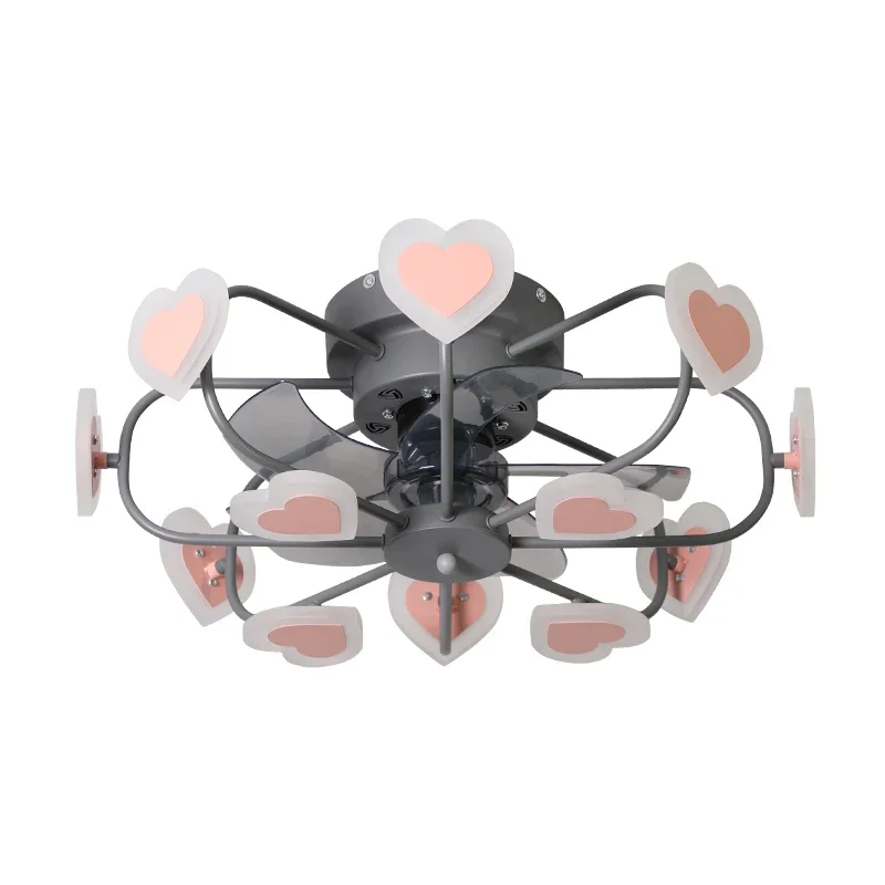 Children's room bedroom lamp mute fan lamp creative personality love lamp Nordic postmodern simple LED thin remote