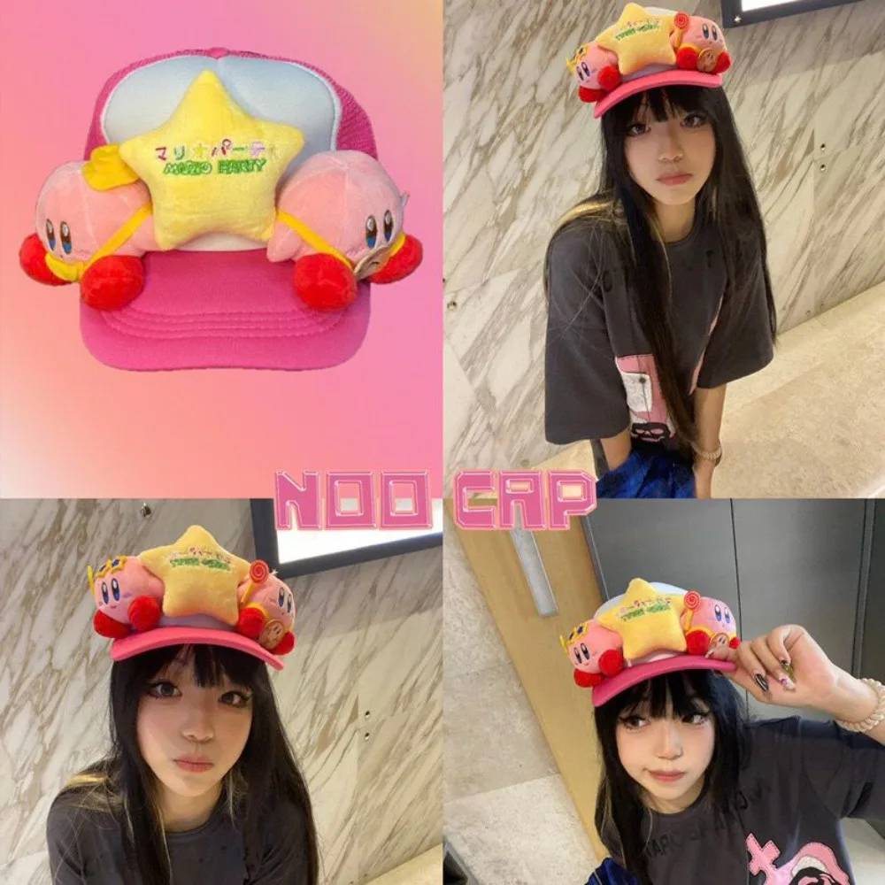 หมวกแก๊ป Star Kirby Original Self-made Star Truck, สินค้าอนิเมะน่ารักเฉพาะกลุ่ม, หมวกแก๊ปทรงเป็ดปรับได้สำหรับเด็ก ของขวัญวันหยุด
