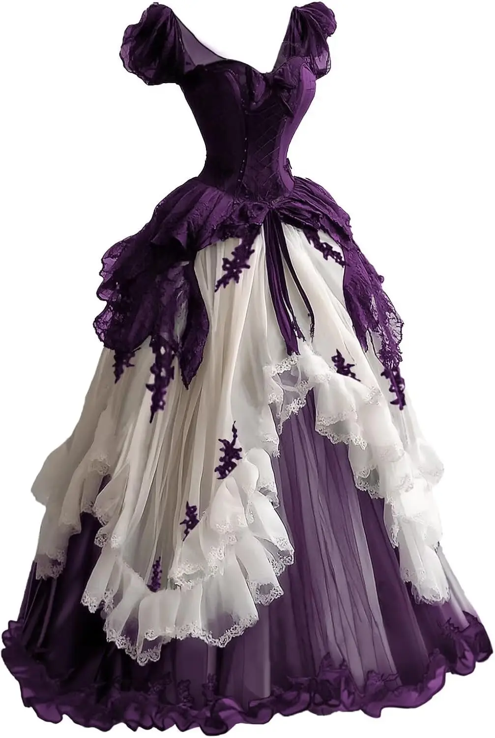 فساتين الزفاف الفيكتورية القوطية للعروس الحبيب مشد Ruched تنورة الجنية أثواب الزفاف ل Quinceanera