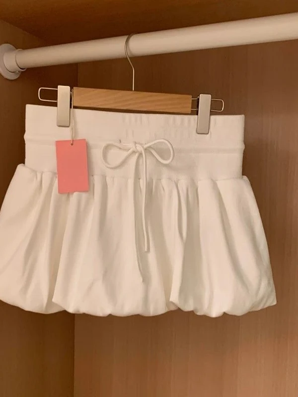 

Soft Casual White Flower Bud Skirt Women's A-Line Half-length Spring Summer New Style Commute High Waist Korean Style