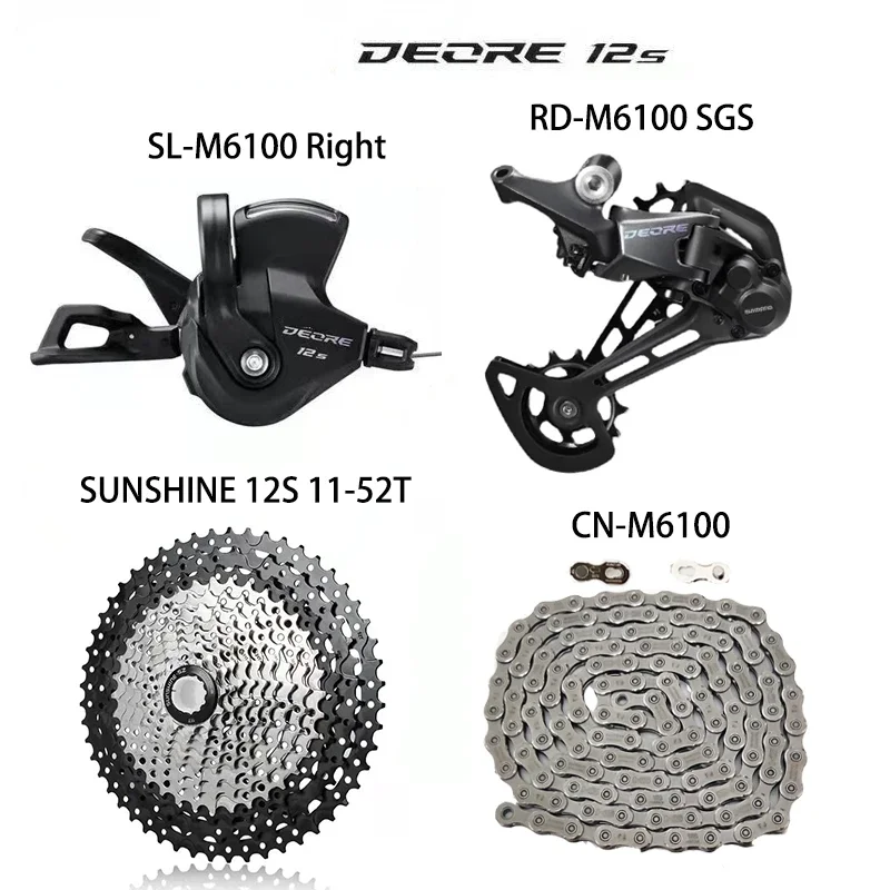 Shimano DEORE M6100 1x12 Speed derailleur Groupset MTB Mountain Bike M6100 shift lever Rear Derailleur  Cassette 50T 52T