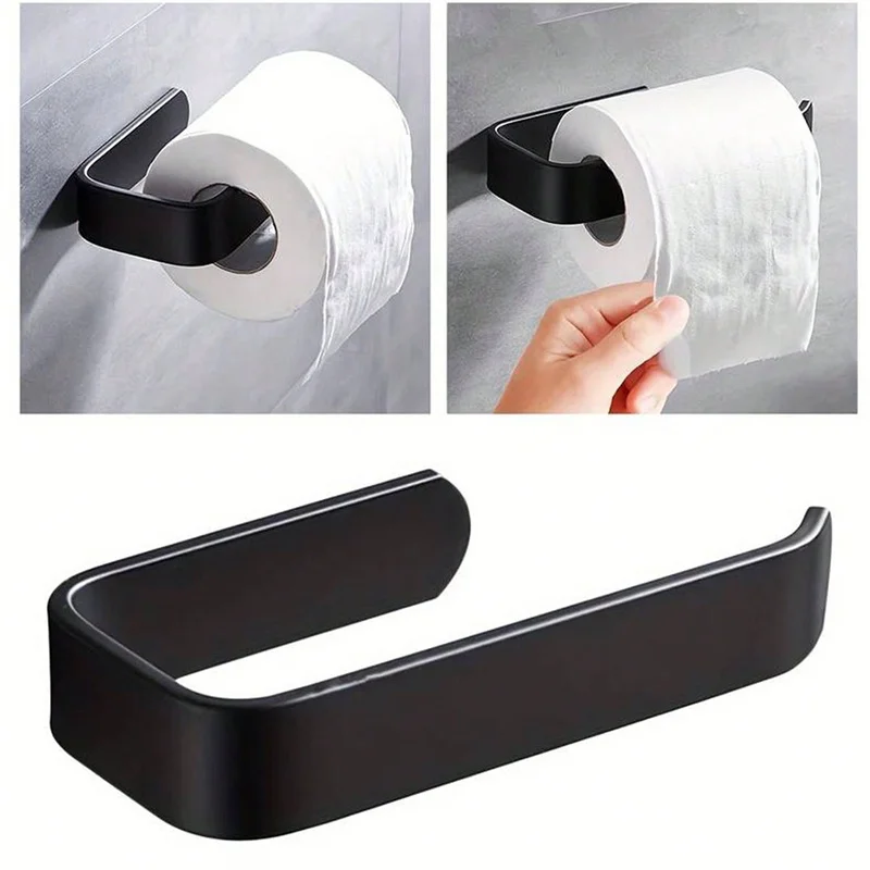 Toallero autoadhesivo montado en la pared, soporte de papel higiénico sin perforaciones, colgador de rollo de toalla de tejido, estante de almacenamiento para baño y cocina