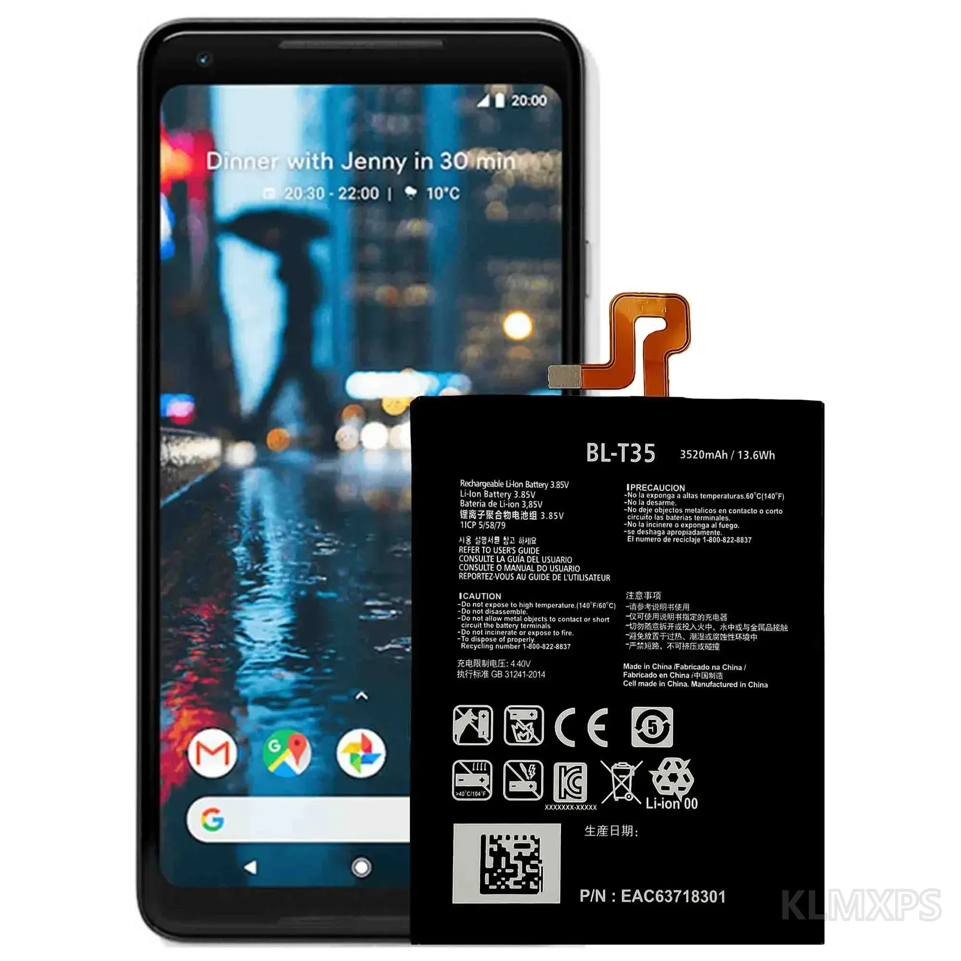Phone Replacement Battery BL-T35 for Google Pixel 2 XL 2018, Built-In Lithium Battery for Mobile Phone Repair and Replacement