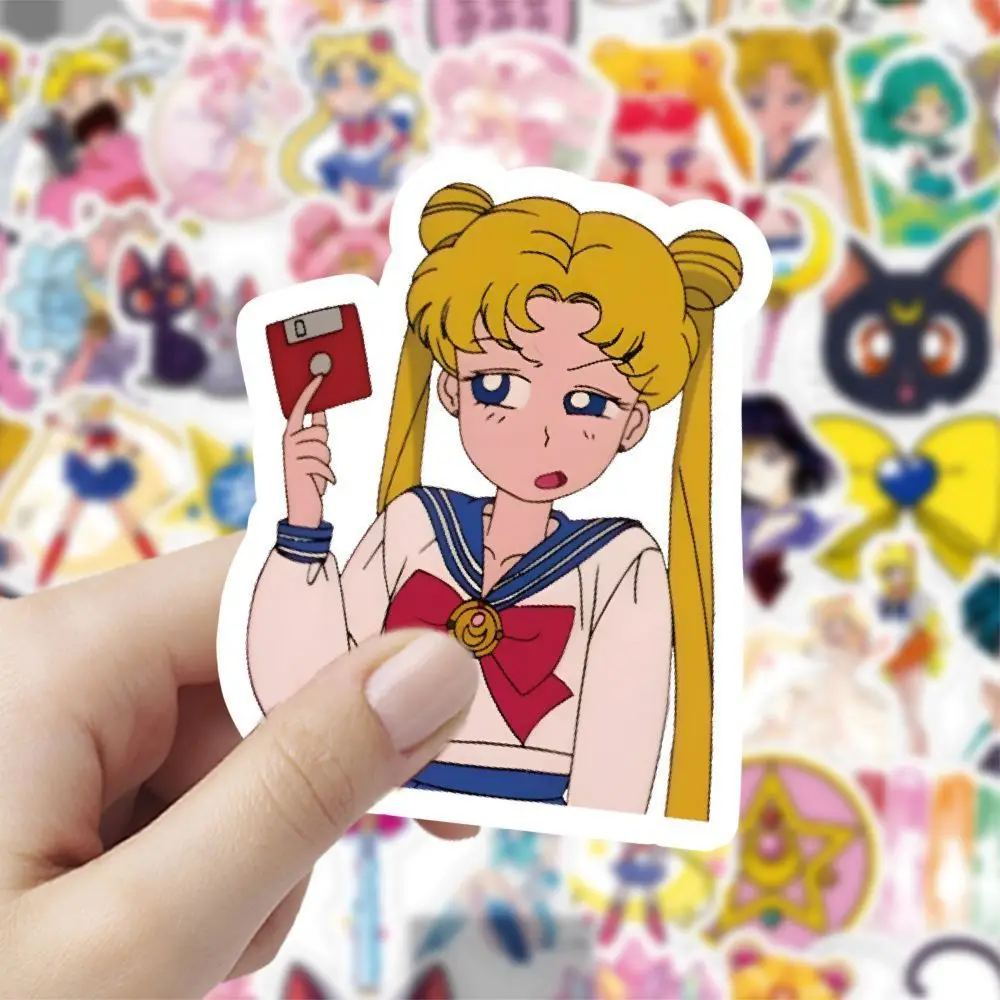 60PCS Cartoon Cute Sailor Moon Notebook Mobile Phone Case Computer Water Cup Refrigerator Guitar Suitcase Sticker Wholesale