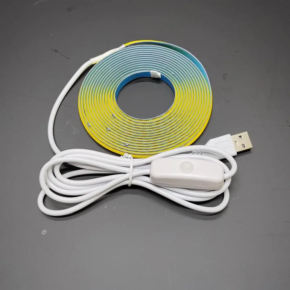 USB LED Strip Lights 5V 320LEDs/M Warm White COB LED Strip Flexible Lamp Tape DIY TV Mirror Backlight Kitchen Room Lighting