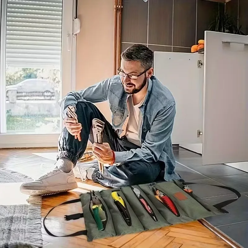 Multifunctional Roll Up Tool Bag Durable Electrician Mechanic Organizer Outdoor Storage Solution Ideal for Father's Day Gift