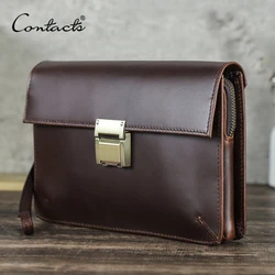 CONTACT'S Men Clutch Bag Luxury Genuine Leather Password Designer Bag Casual Clutch Wallet Bag Male Handbag Purs Large Capacity