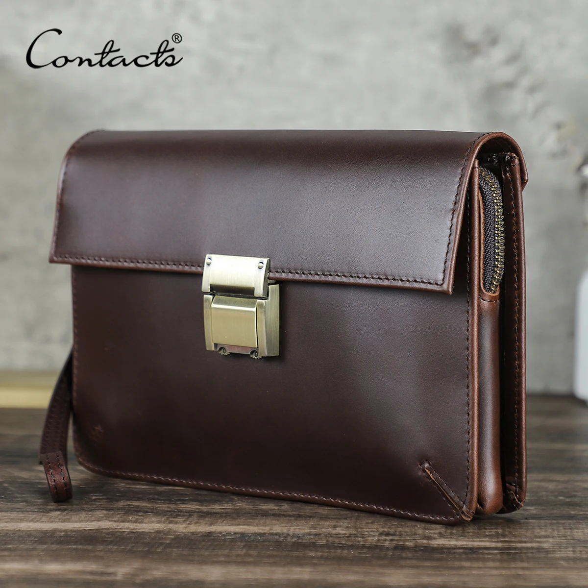 CONTACT'S Men Clutch Bag Luxury Genuine Leather Password Designer Bag Casual Clutch Wallet Bag Male Handbag Purs Large Capacity