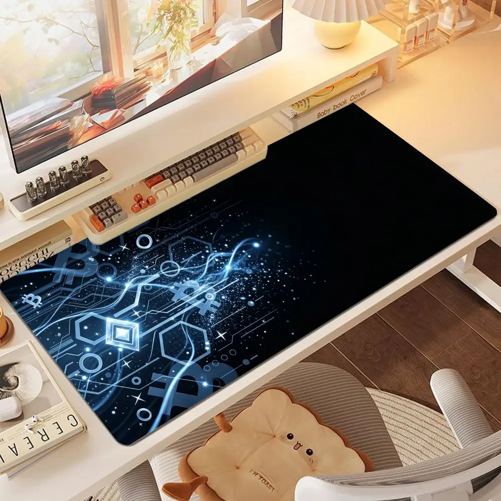 Black background dark gold subtle hexagon circuit playmat minimalist business fintech gaming desk mat